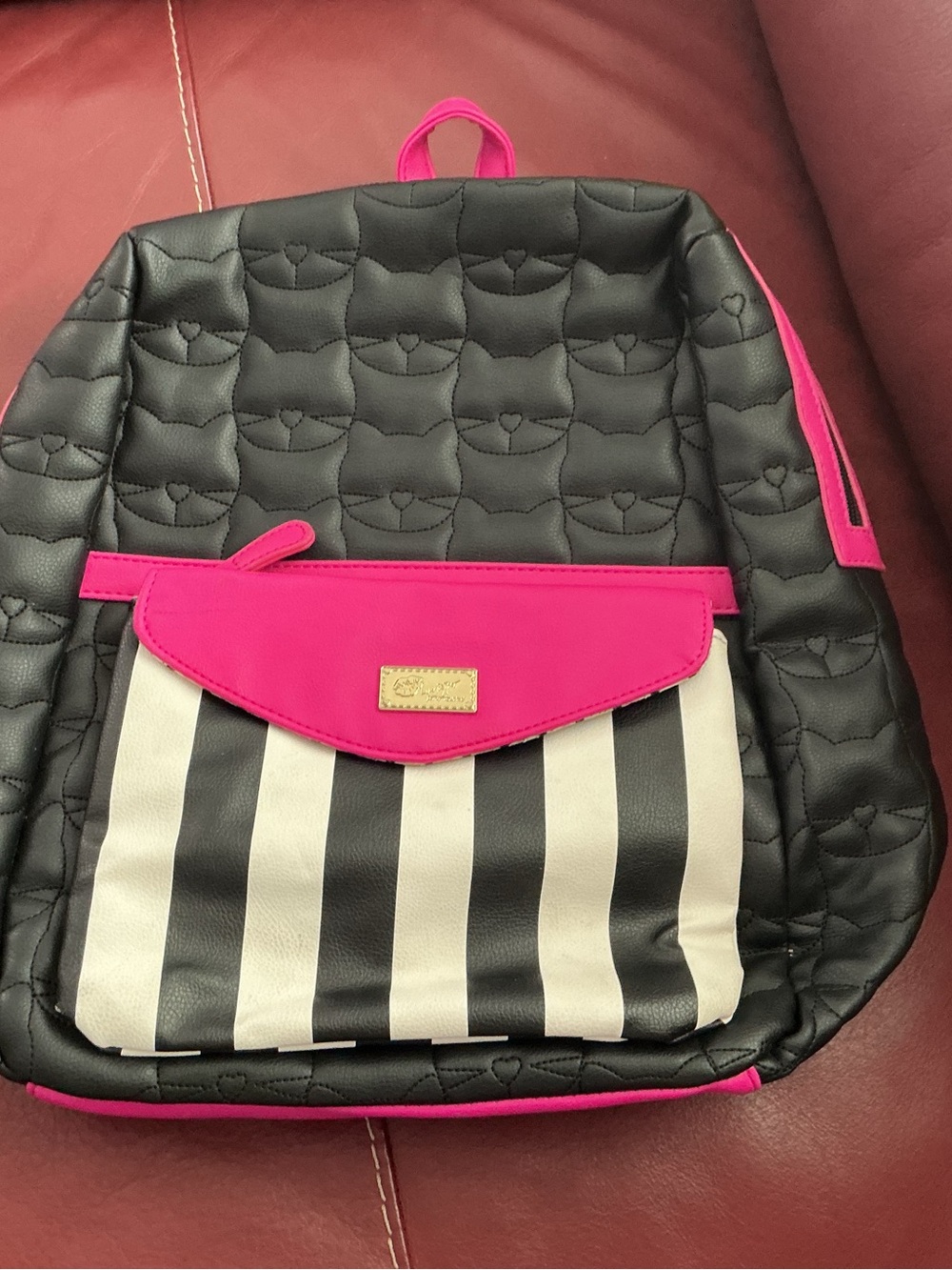 Betsey Johnson Backpack Pink and Black Like New